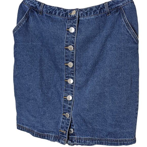 Blue Jean Skirt Forever 21 Womens Button Down Denim Midi Size Extra Large XL